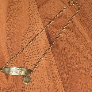 14k Gold ID Style Bracelet with Heart Charm
